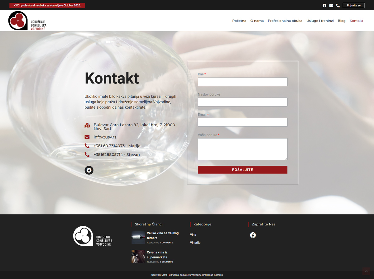 Udruženje somelijera Vojvodine: Kontakt