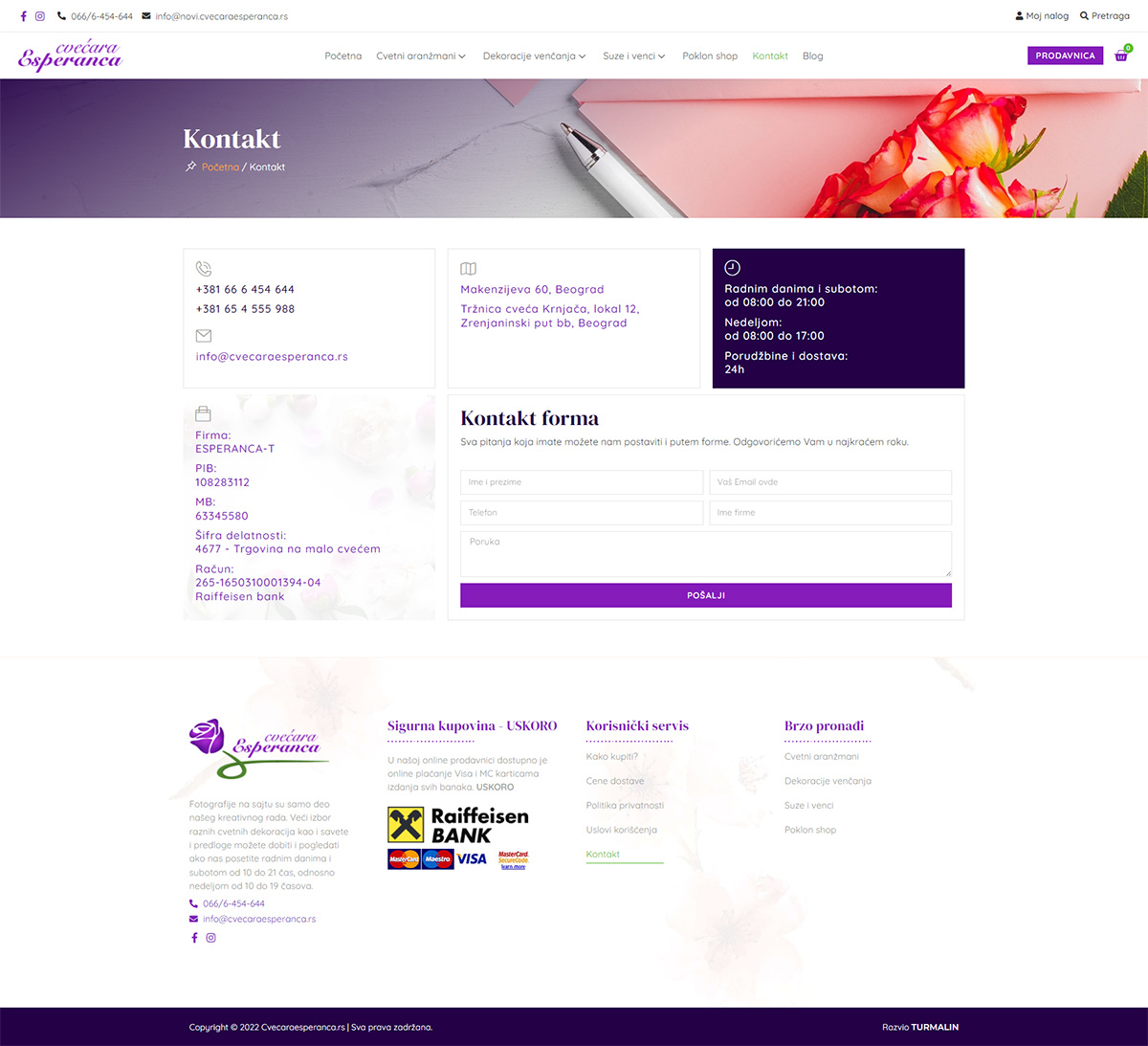 Cvećara Esperanca: Kontakt