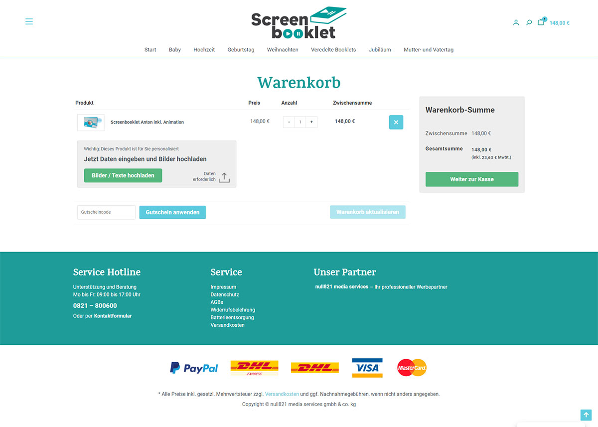 Screenbooklet: Cart