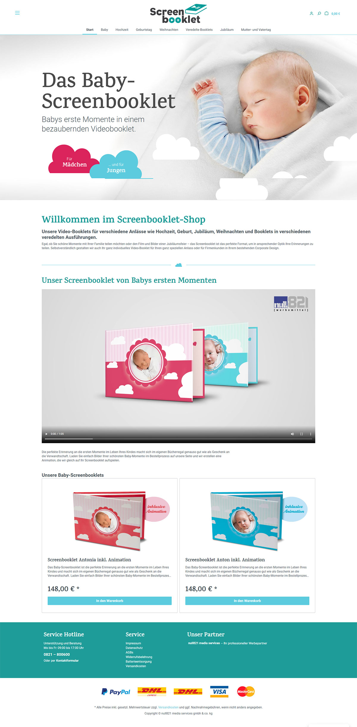 Screenbooklet: Home page