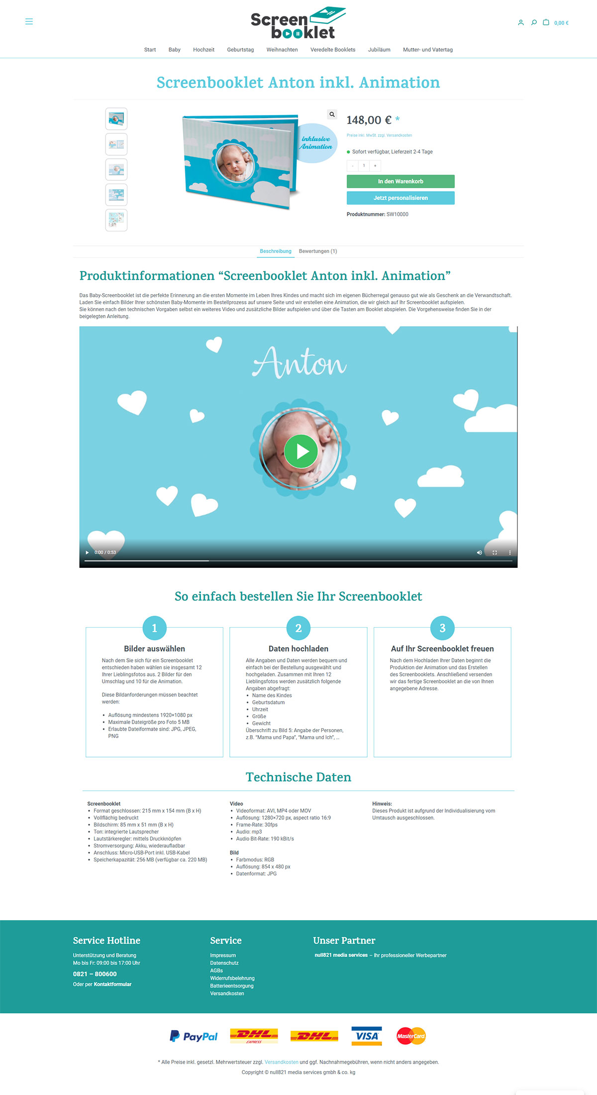 Screenbooklet: Single product